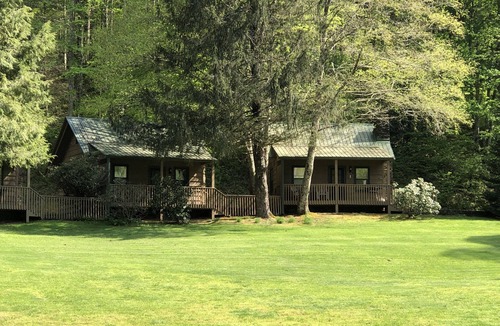 Rabun Gap Cabin | Cabin on a hillside overlooking beautiful Valley Springs Lake pet friendly (dog)